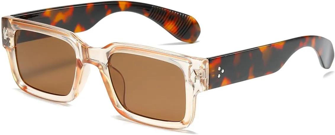 JOVAKIT Black Square Sunglasses for Women Men Simple Trendy Rectangle Thick Frame Style Sun Glasses UV400 Protection