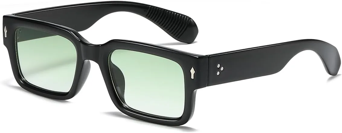 JOVAKIT Black Square Sunglasses for Women Men Simple Trendy Rectangle Thick Frame Style Sun Glasses UV400 Protection