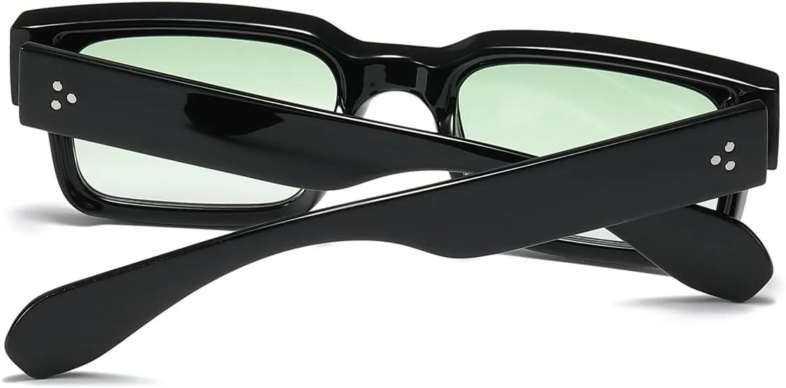 JOVAKIT Black Square Sunglasses for Women Men Simple Trendy Rectangle Thick Frame Style Sun Glasses UV400 Protection