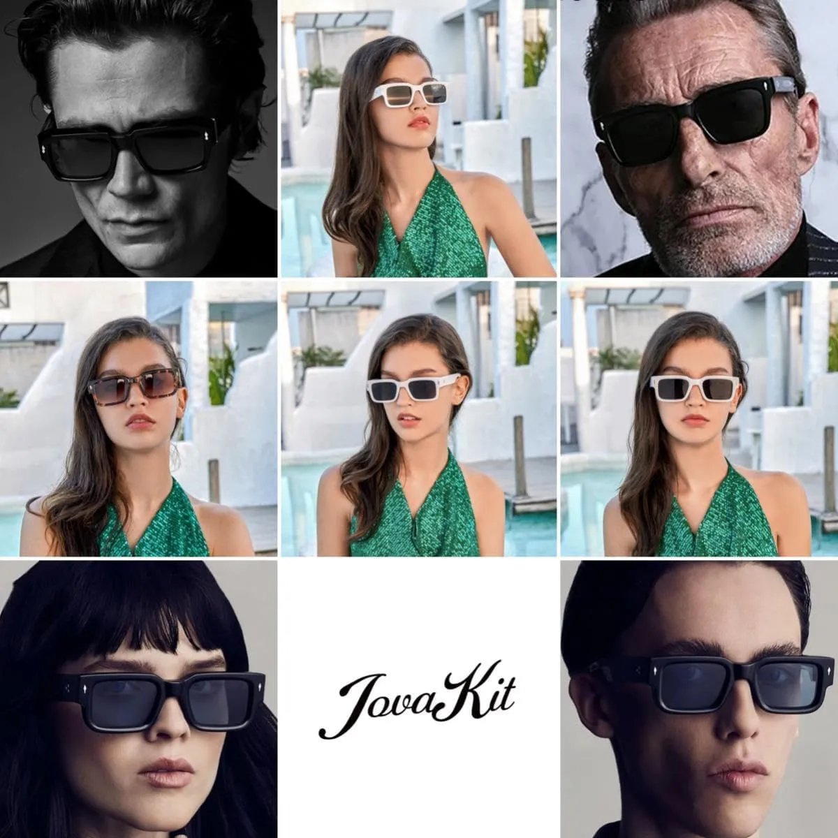 JOVAKIT Black Square Sunglasses for Women Men Simple Trendy Rectangle Thick Frame Style Sun Glasses UV400 Protection