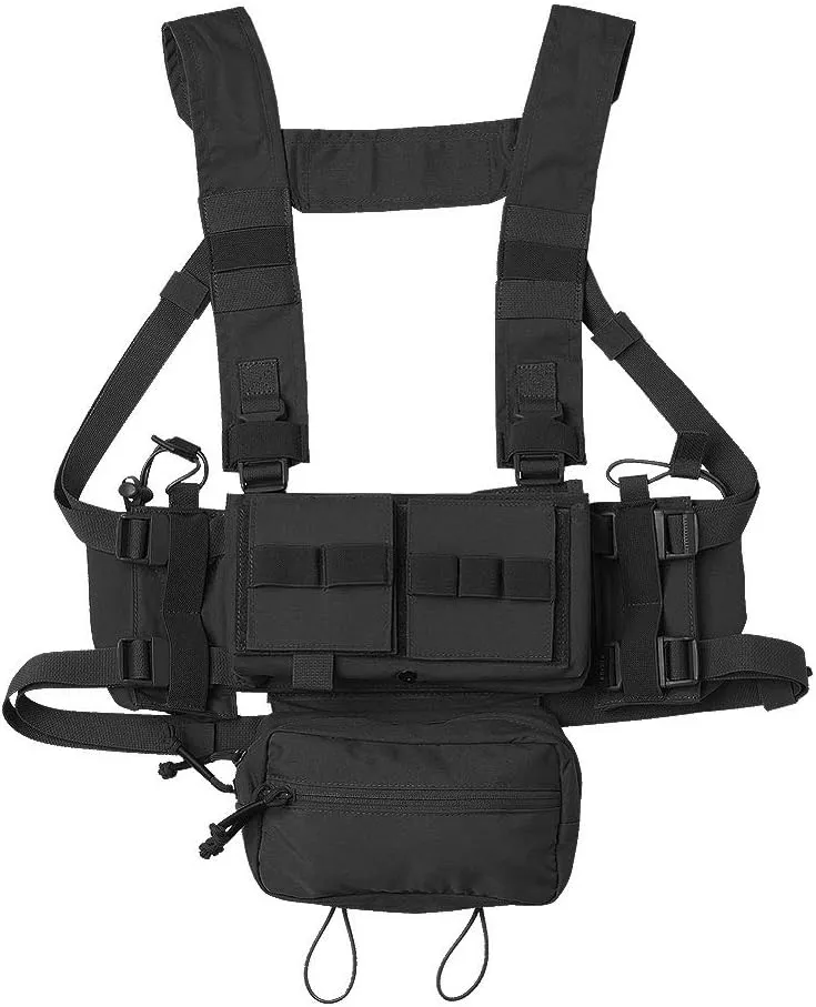 KRYDEX Micro Chest Rig with 5.56/7.62 Magazine Holder,Wing Pouches,Dangler Pouch,Fat Strap Shoulder Harness Set