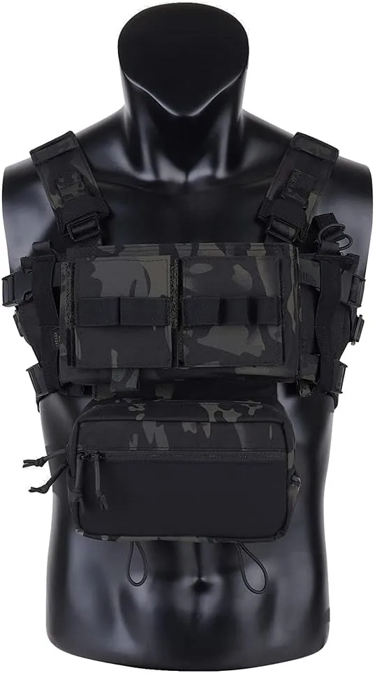 KRYDEX Micro Chest Rig with 5.56/7.62 Magazine Holder,Wing Pouches,Dangler Pouch,Fat Strap Shoulder Harness Set