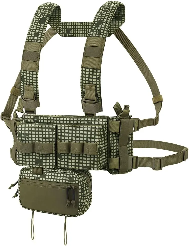 KRYDEX Micro Chest Rig with 5.56/7.62 Magazine Holder,Wing Pouches,Dangler Pouch,Fat Strap Shoulder Harness Set