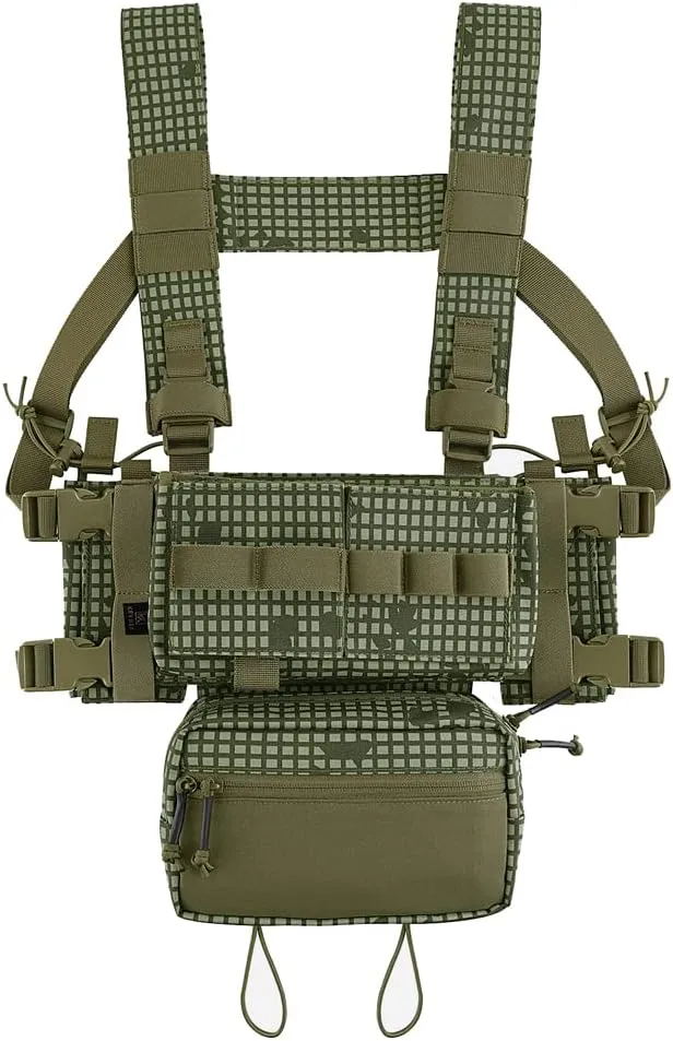 KRYDEX Micro Chest Rig with 5.56/7.62 Magazine Holder,Wing Pouches,Dangler Pouch,Fat Strap Shoulder Harness Set