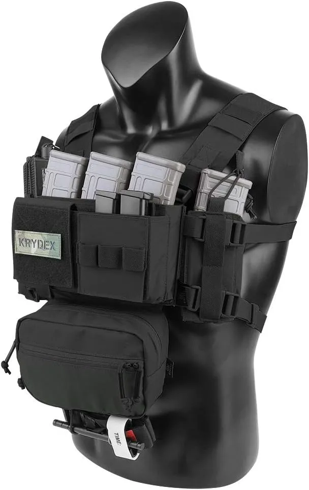 KRYDEX Micro Chest Rig with 5.56/7.62 Magazine Holder,Wing Pouches,Dangler Pouch,Fat Strap Shoulder Harness Set