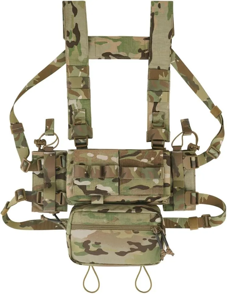 KRYDEX Micro Chest Rig with 5.56/7.62 Magazine Holder,Wing Pouches,Dangler Pouch,Fat Strap Shoulder Harness Set