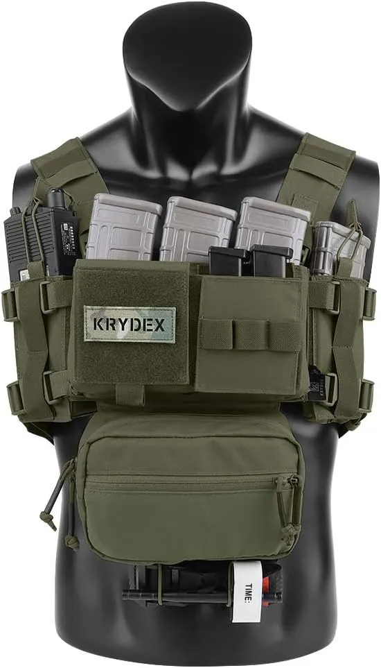 KRYDEX Micro Chest Rig with 5.56/7.62 Magazine Holder,Wing Pouches,Dangler Pouch,Fat Strap Shoulder Harness Set