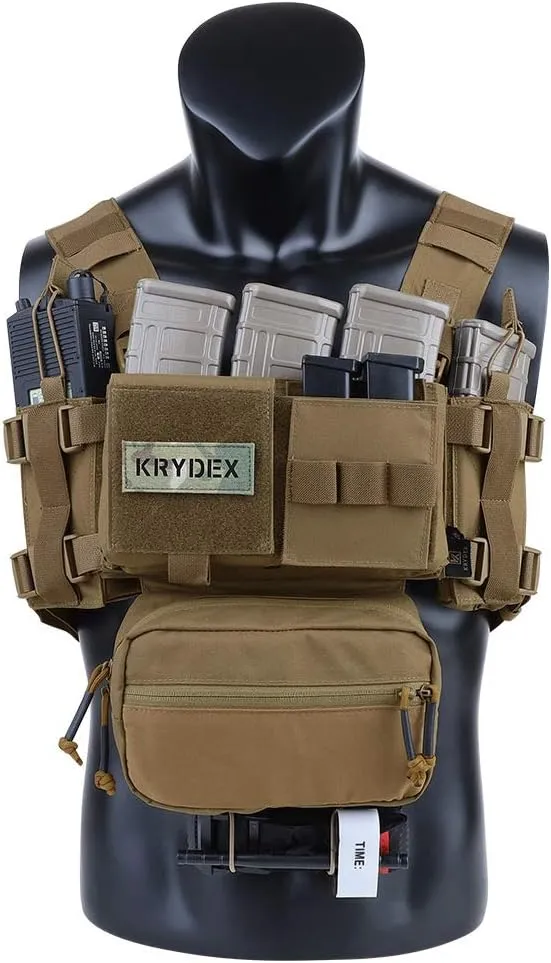 KRYDEX Micro Chest Rig with 5.56/7.62 Magazine Holder,Wing Pouches,Dangler Pouch,Fat Strap Shoulder Harness Set