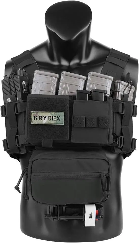 KRYDEX Micro Chest Rig with 5.56/7.62 Magazine Holder,Wing Pouches,Dangler Pouch,Fat Strap Shoulder Harness Set