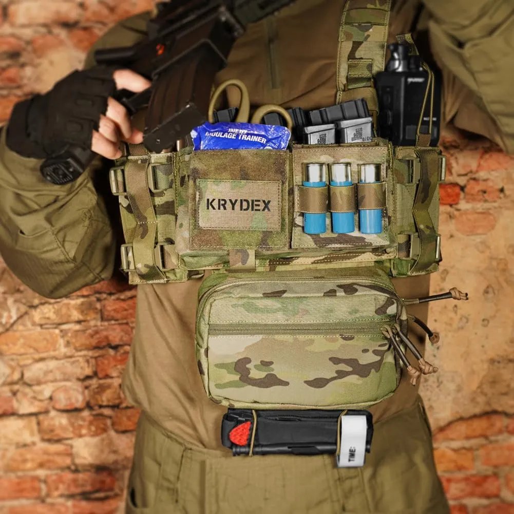 KRYDEX Micro Chest Rig with 5.56/7.62 Magazine Holder,Wing Pouches,Dangler Pouch,Fat Strap Shoulder Harness Set