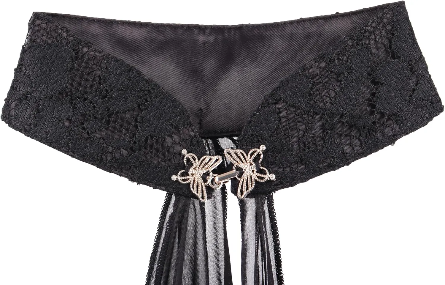 KUOIN Women's Chiffon Sheer Cape Gothic Tulle Cloak Halloween Wedding Bridal Collared Shawls Full-Length 130CM