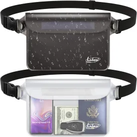 Labeol Waterproof Fanny Pack, 2 PCS Waterproof Pouch with Waist Strap, Fanny Pack to Keep Phone and Valuables Dry for Swimming Kayaking Boating Snorkeling