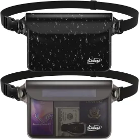 Labeol Waterproof Fanny Pack, 2 PCS Waterproof Pouch with Waist Strap, Fanny Pack to Keep Phone and Valuables Dry for Swimming Kayaking Boating Snorkeling