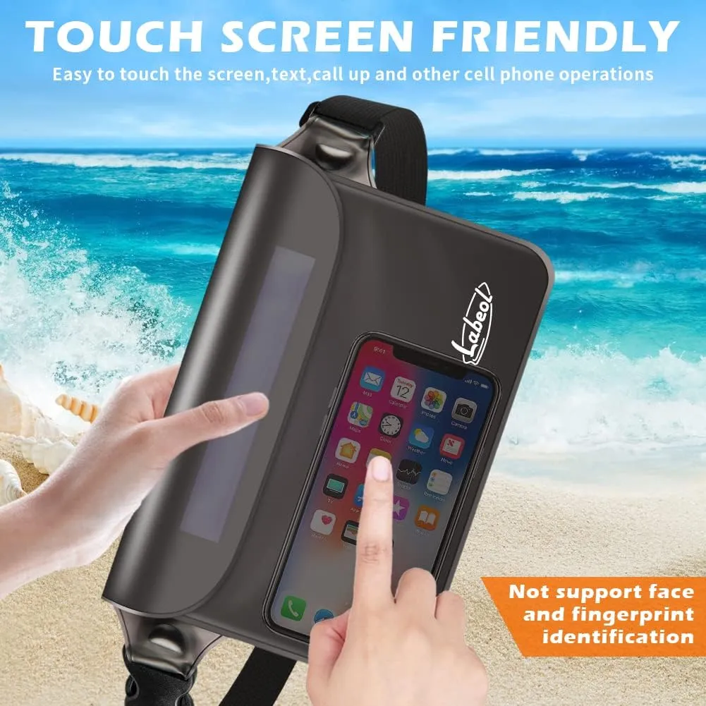 Labeol Waterproof Fanny Pack, 2 PCS Waterproof Pouch with Waist Strap, Fanny Pack to Keep Phone and Valuables Dry for Swimming Kayaking Boating Snorkeling