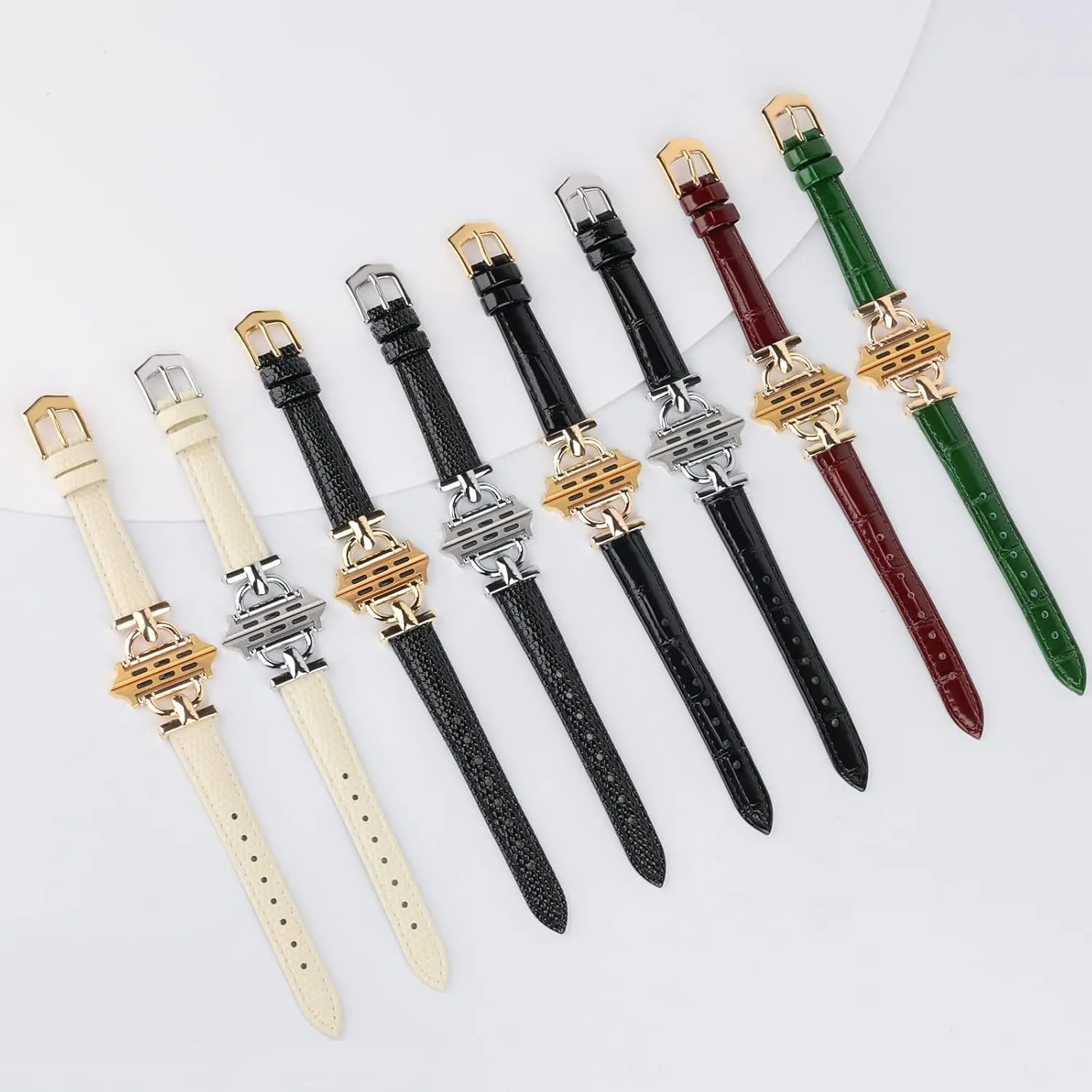 Leather Band Compatible with Apple Watch Bands for Women, Dressy Fancy Strap for iWatch Series 10/9/8/7/6/5/4/3/2/1/se(38mm 40mm 41mm 42mm,Black/Gold)