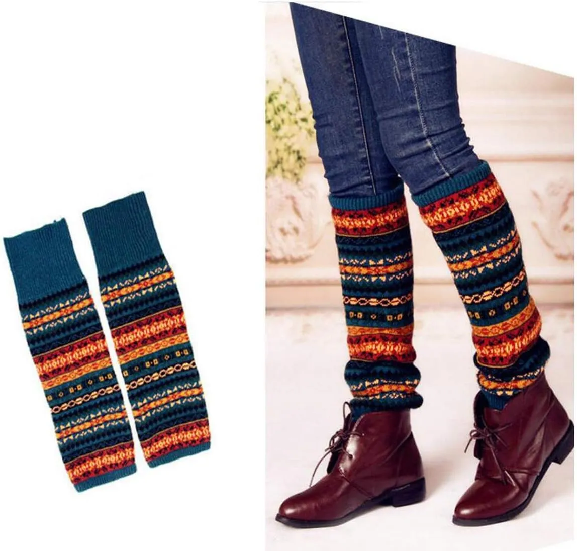 Leg Warmers for Women Long Wool Boot Warmer Thick Warm Leg Warmers for Winter