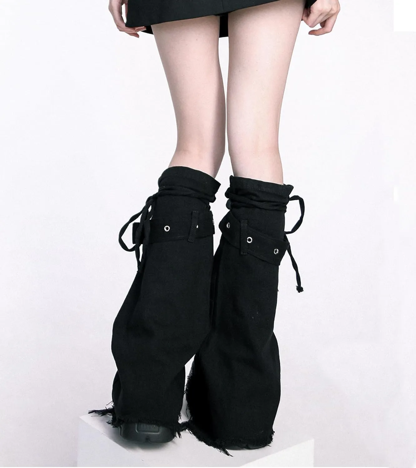 Leg Warmers for Women&Girls Y2K Kawaii Cool Goth Flared Leg Warmers Gyaru Punk Long Leg Baggy Grunge Socks Denim