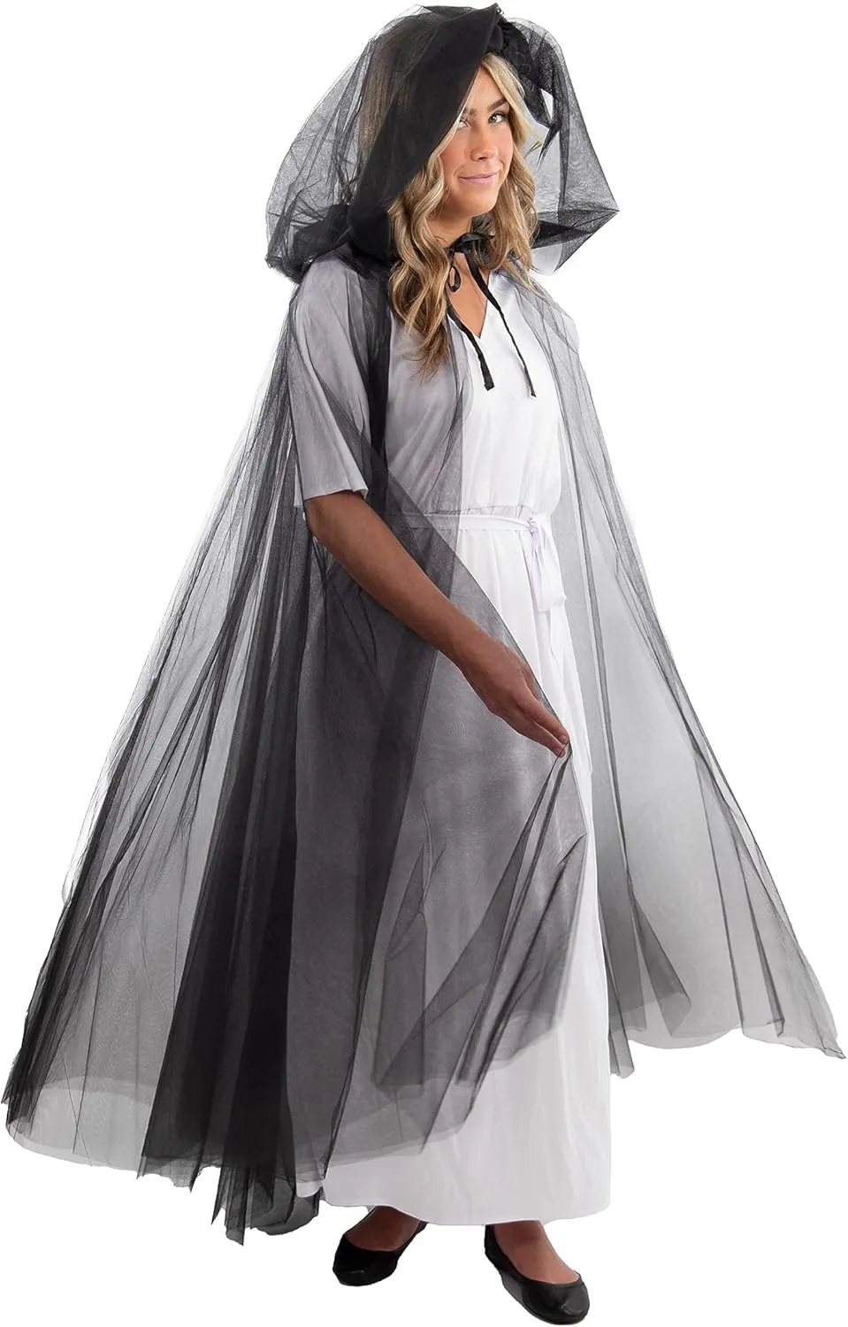 Little Adventures Adult Tulle See-through Hooded Cloak Cape - Fashion Cosplay Party Costume
