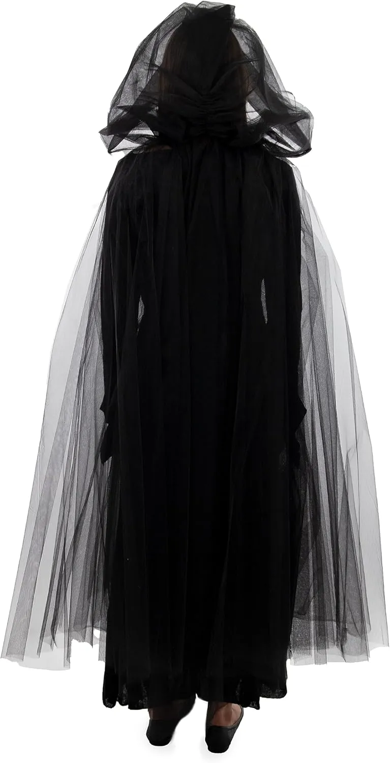 Little Adventures Adult Tulle See-through Hooded Cloak Cape - Fashion Cosplay Party Costume