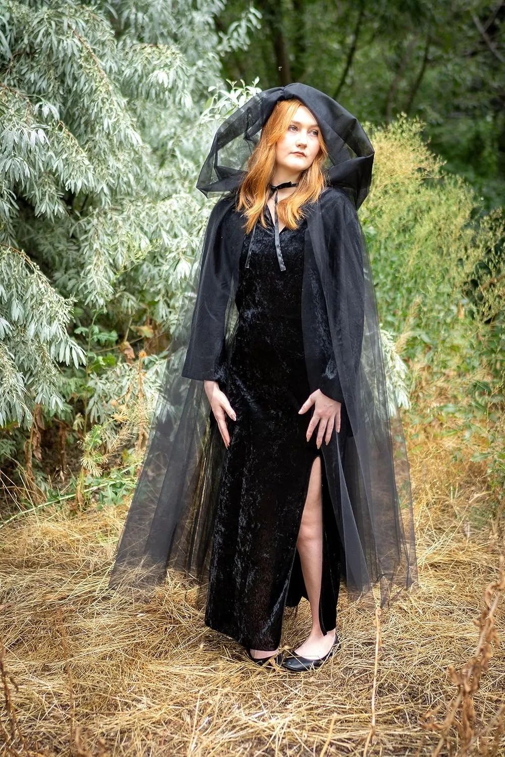 Little Adventures Adult Tulle See-through Hooded Cloak Cape - Fashion Cosplay Party Costume