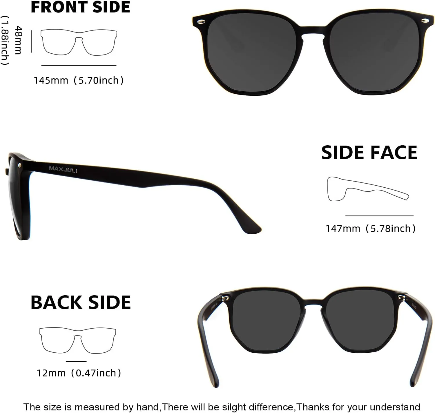 MAXJULI Polarized Oversized Hexagon Sunglasses for Women Trendy Polygon TR90 Frame Glasses 8821
