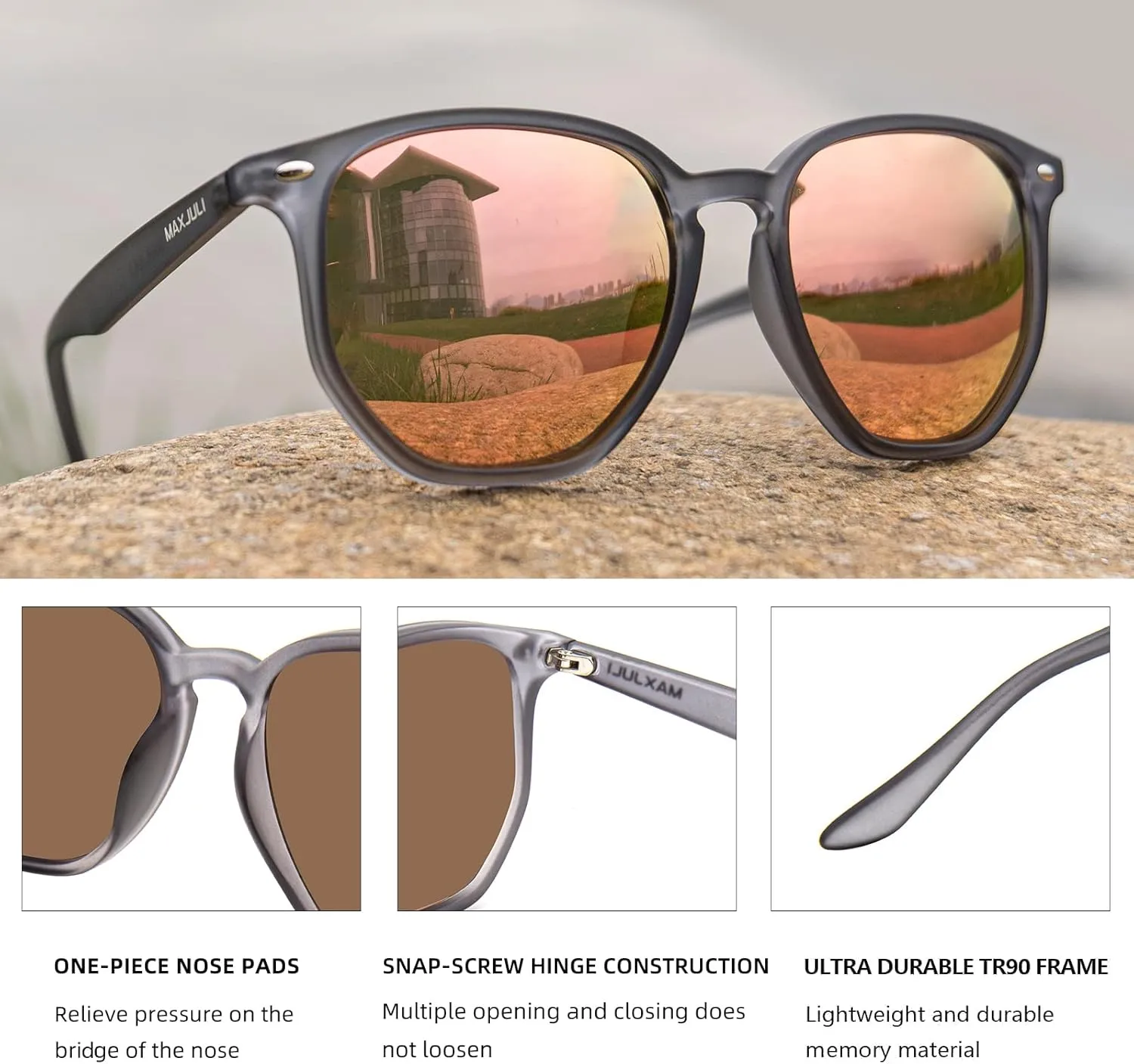 MAXJULI Polarized Oversized Hexagon Sunglasses for Women Trendy Polygon TR90 Frame Glasses 8821