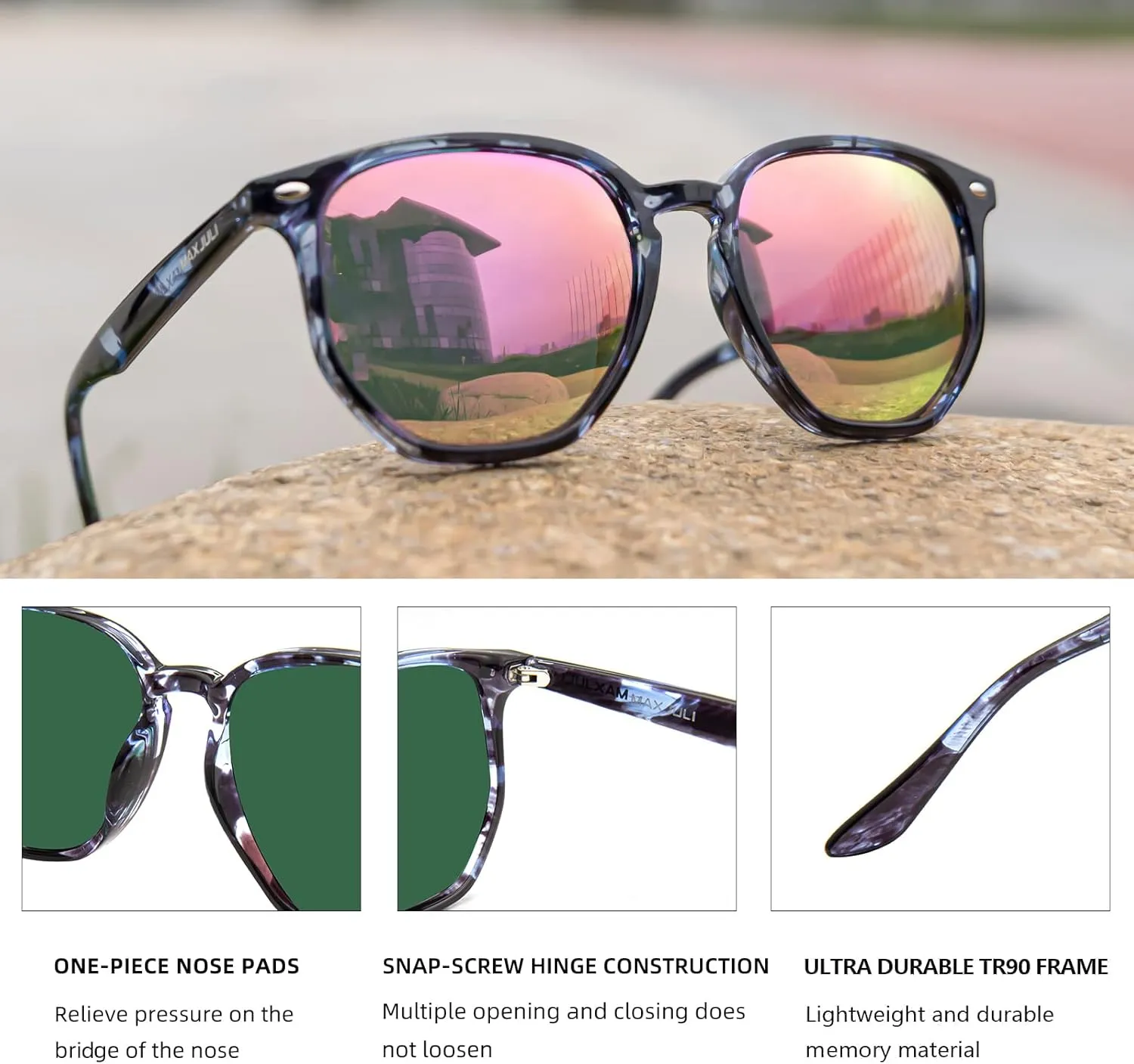 MAXJULI Polarized Oversized Hexagon Sunglasses for Women Trendy Polygon TR90 Frame Glasses 8821