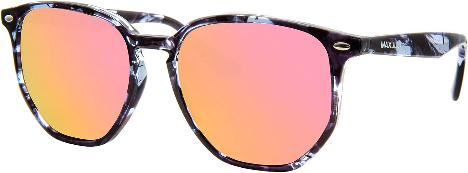 MAXJULI Polarized Oversized Hexagon Sunglasses for Women Trendy Polygon TR90 Frame Glasses 8821
