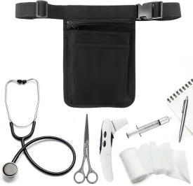 Medical Organizer Belt for Nurse, Multi-Compartment Nurse Fanny Pack Storage Waist Bag Pouch for Medical Scissors Care Kit Tool,Black