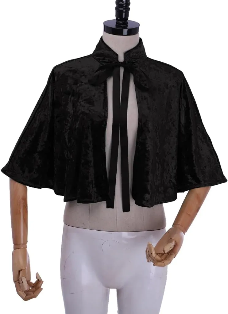 Medieval Shawl Women Renaissance Velvet Cape Wraps Costume Lace Gothic Lolita Cloak for Party