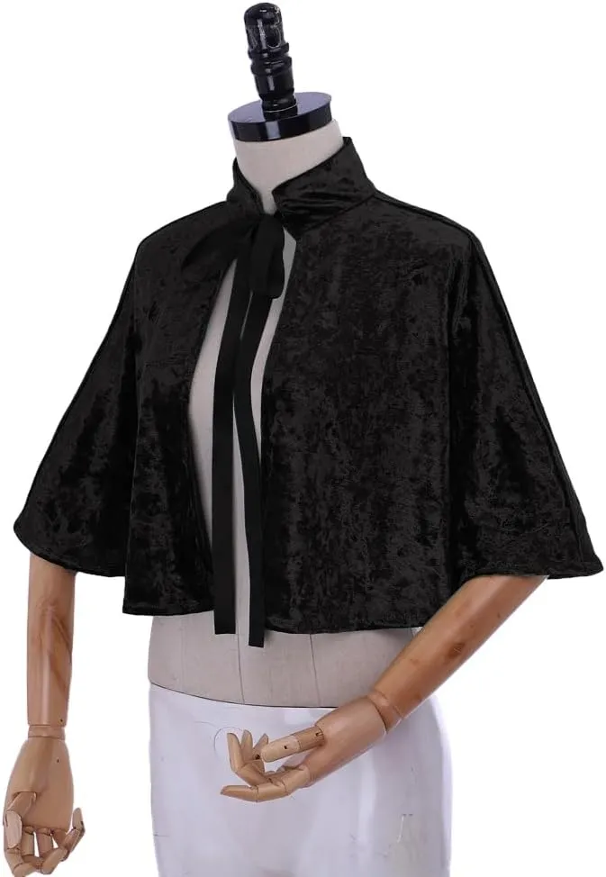 Medieval Shawl Women Renaissance Velvet Cape Wraps Costume Lace Gothic Lolita Cloak for Party