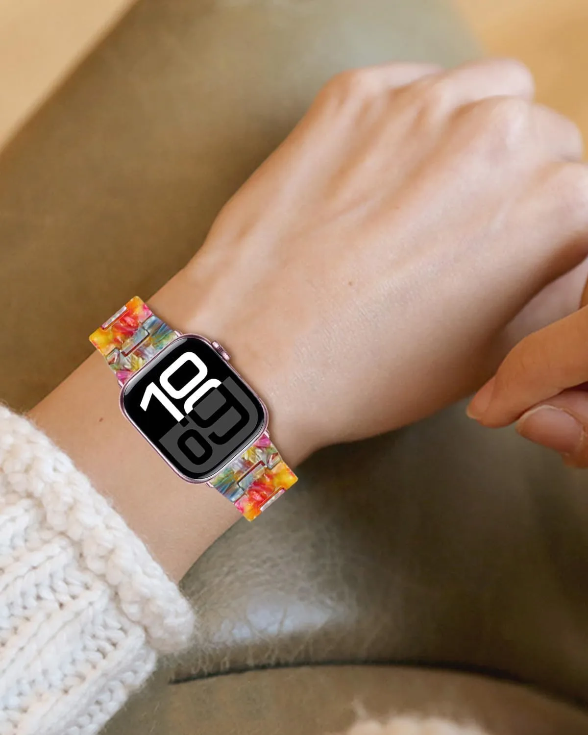 Miimall Women Resin Bands for Apple Watch Series 10 9 8 7 6 5 4 3 2 1 Ultra SE Colorful Dressy Cute Classy Lightweight Comfort 38mm 40mm 41mm 42mm 44mm 45mm 46mm 49mm Resin Bracelet Strap for iwatch