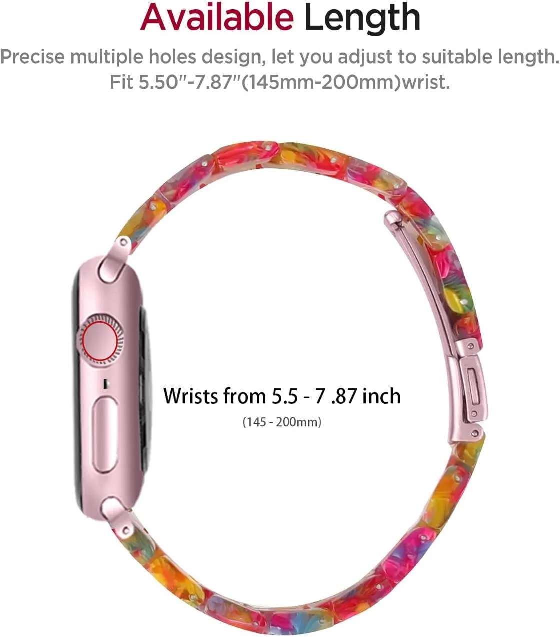 Miimall Women Resin Bands for Apple Watch Series 10 9 8 7 6 5 4 3 2 1 Ultra SE Colorful Dressy Cute Classy Lightweight Comfort 38mm 40mm 41mm 42mm 44mm 45mm 46mm 49mm Resin Bracelet Strap for iwatch
