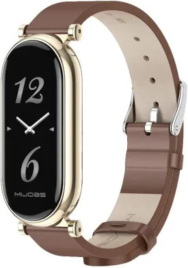 MIJOBS Strap for Xiaomi Mi Band 9/8 - Genuine Leather Replacement Watch Wrist Smart Bracelet Accessories for Mi 8 Fit