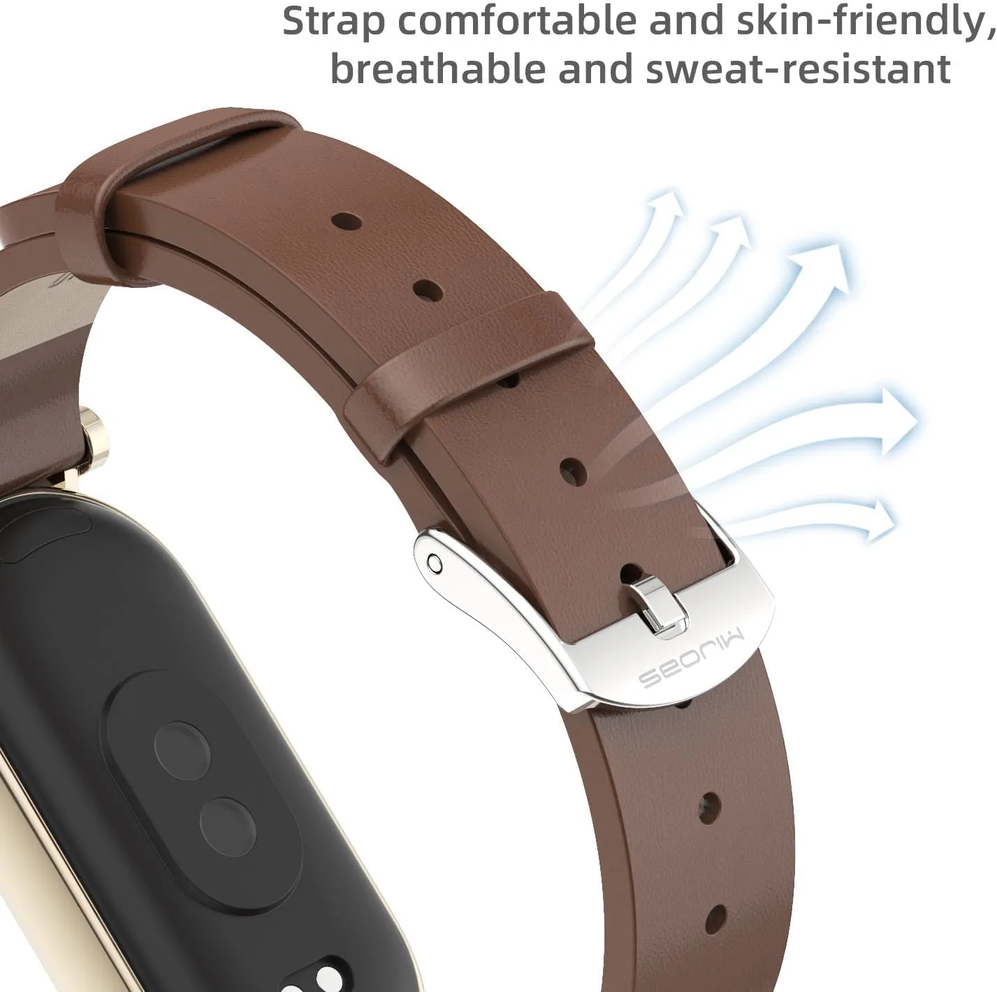 MIJOBS Strap for Xiaomi Mi Band 9/8 - Genuine Leather Replacement Watch Wrist Smart Bracelet Accessories for Mi 8 Fit