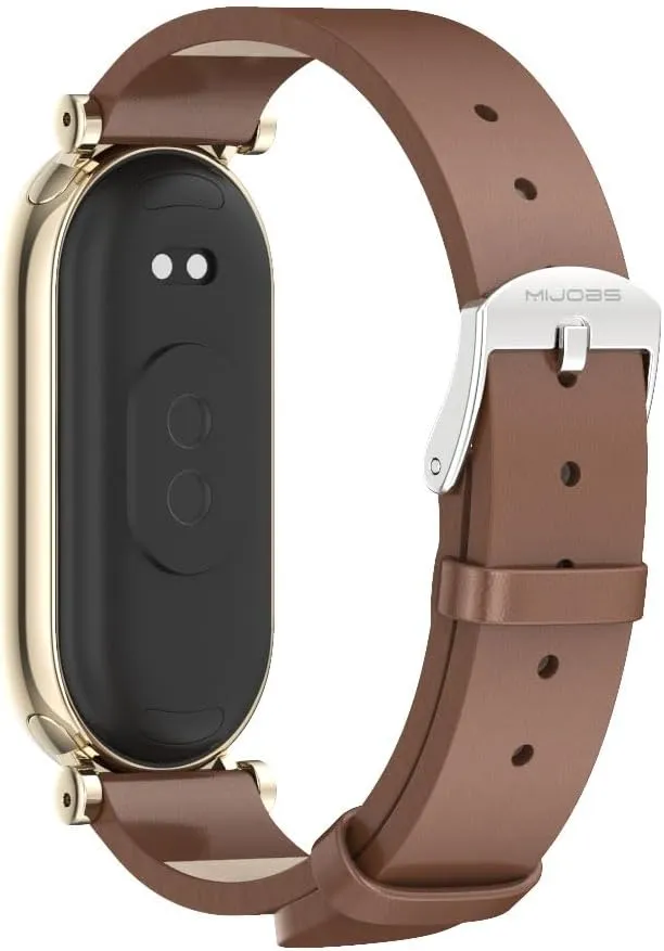 MIJOBS Strap for Xiaomi Mi Band 9/8 - Genuine Leather Replacement Watch Wrist Smart Bracelet Accessories for Mi 8 Fit