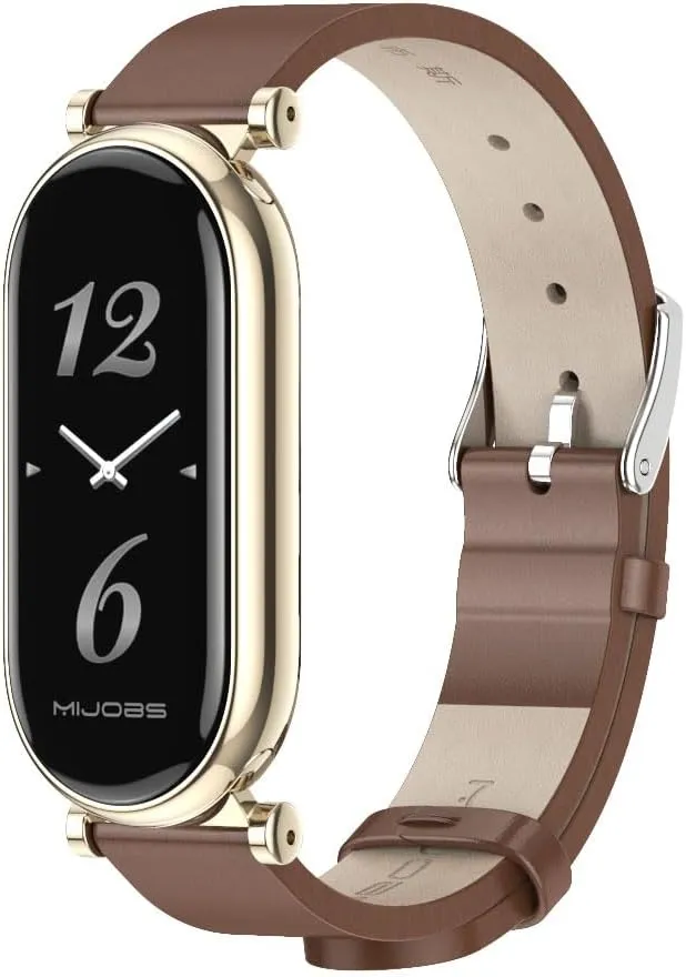 MIJOBS Strap for Xiaomi Mi Band 9/8 - Genuine Leather Replacement Watch Wrist Smart Bracelet Accessories for Mi 8 Fit