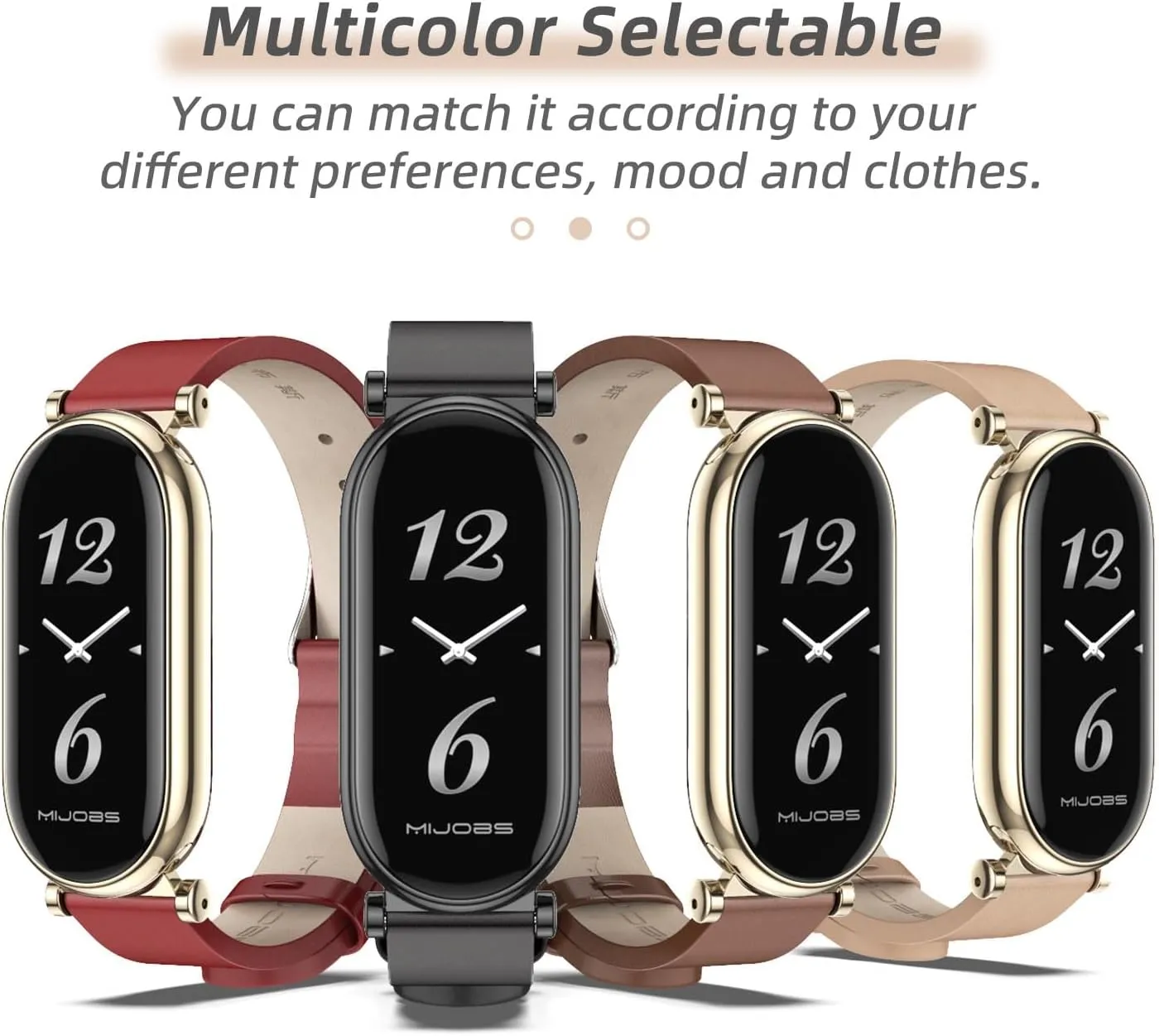 MIJOBS Strap for Xiaomi Mi Band 9/8 - Genuine Leather Replacement Watch Wrist Smart Bracelet Accessories for Mi 8 Fit