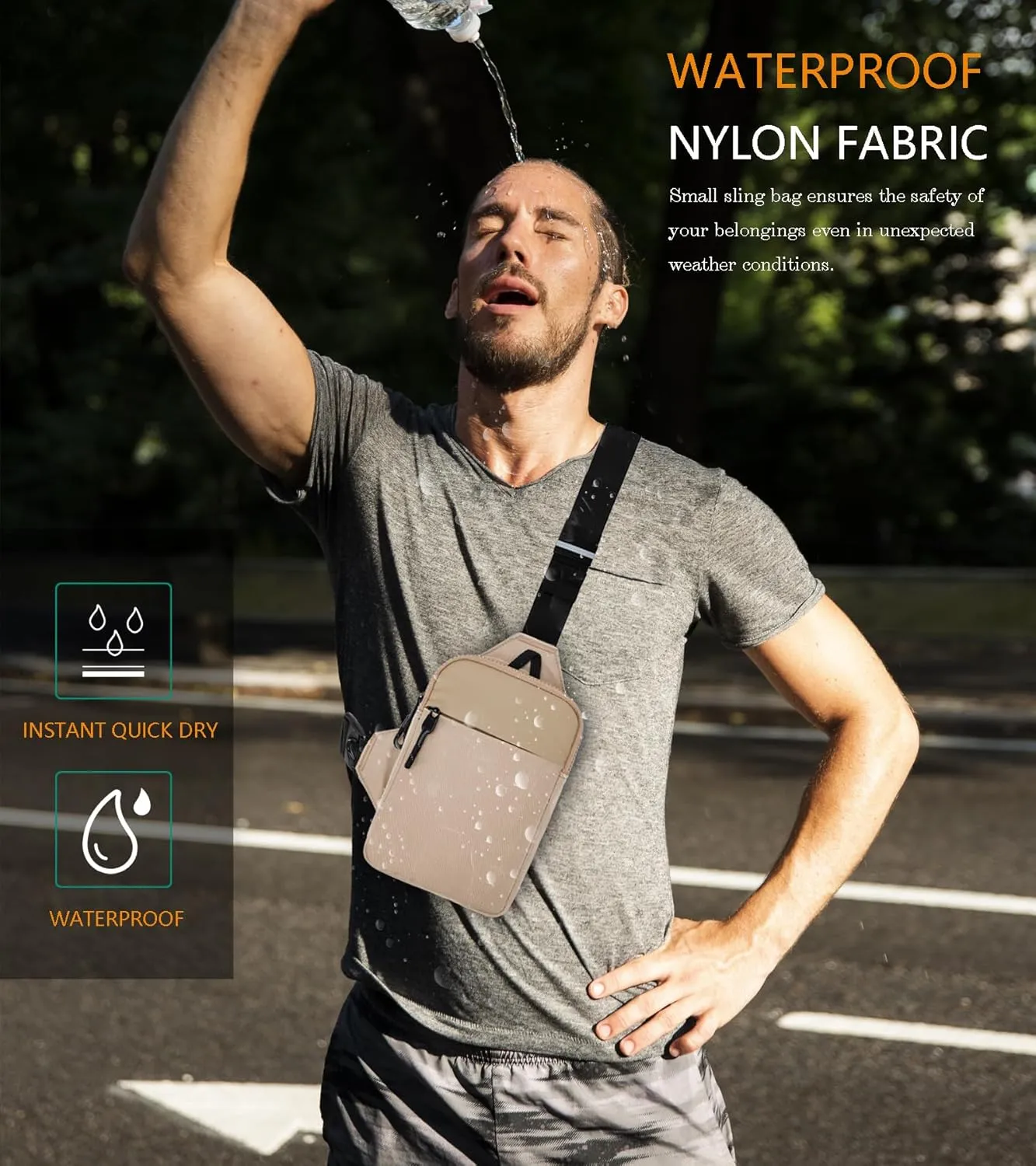 Mini Sling Bag for Men Women, Waterproof Utility Crossbody Backpack Chest Bag for Hiking Travel Sports Running