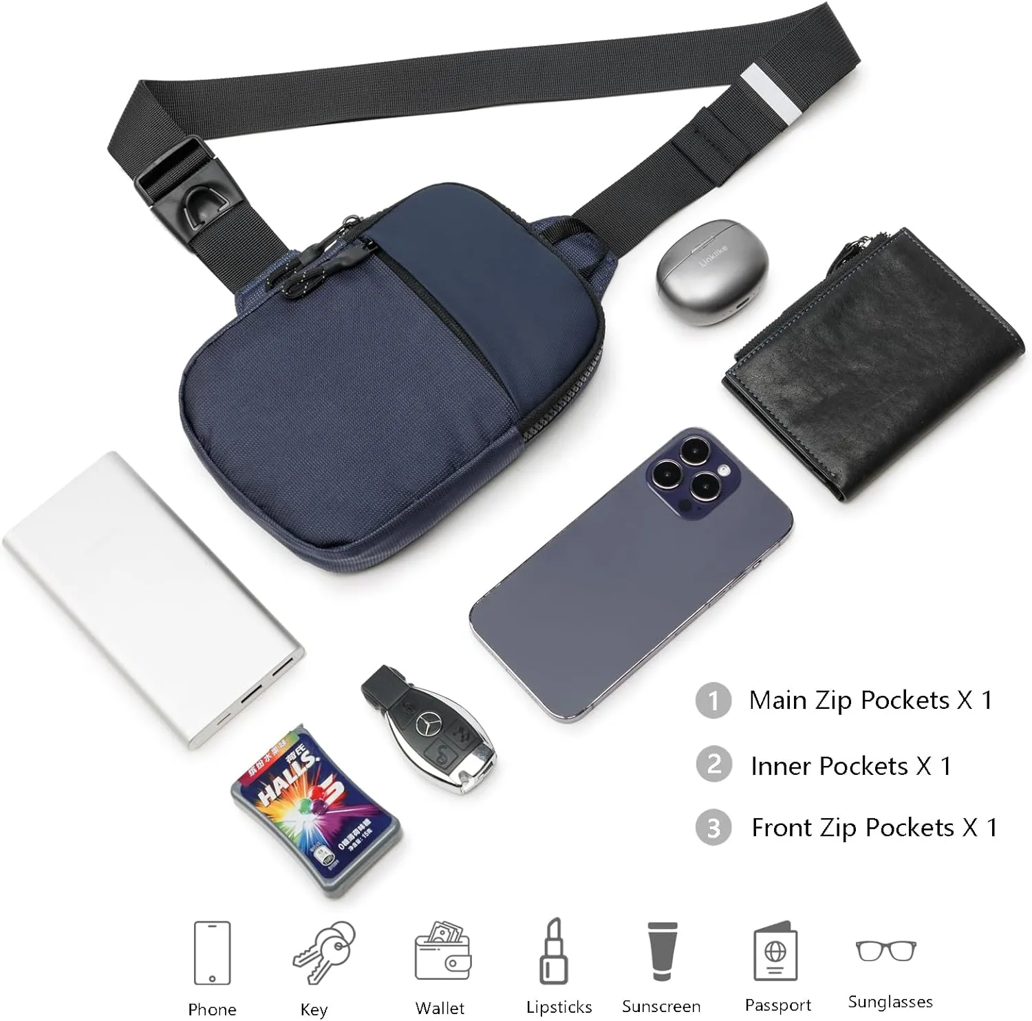 Mini Sling Bag for Men Women, Waterproof Utility Crossbody Backpack Chest Bag for Hiking Travel Sports Running
