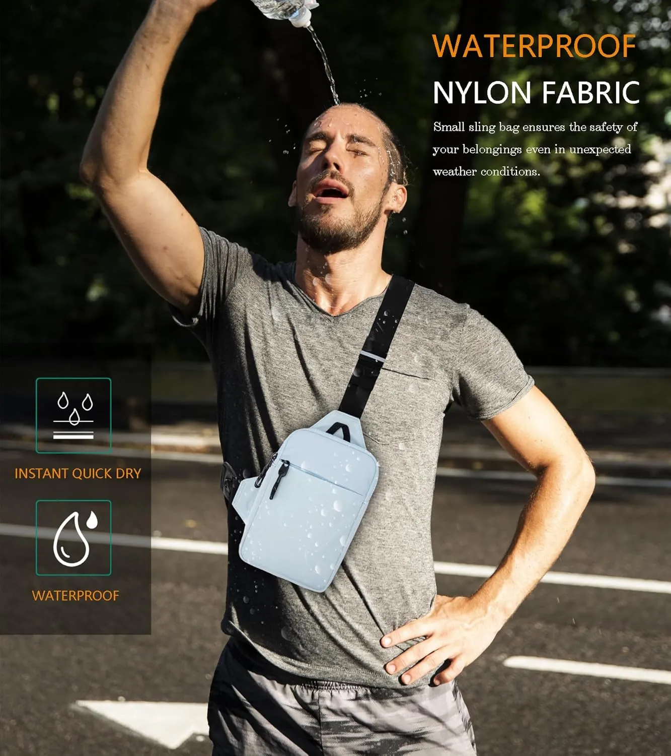 Mini Sling Bag for Men Women, Waterproof Utility Crossbody Backpack Chest Bag for Hiking Travel Sports Running