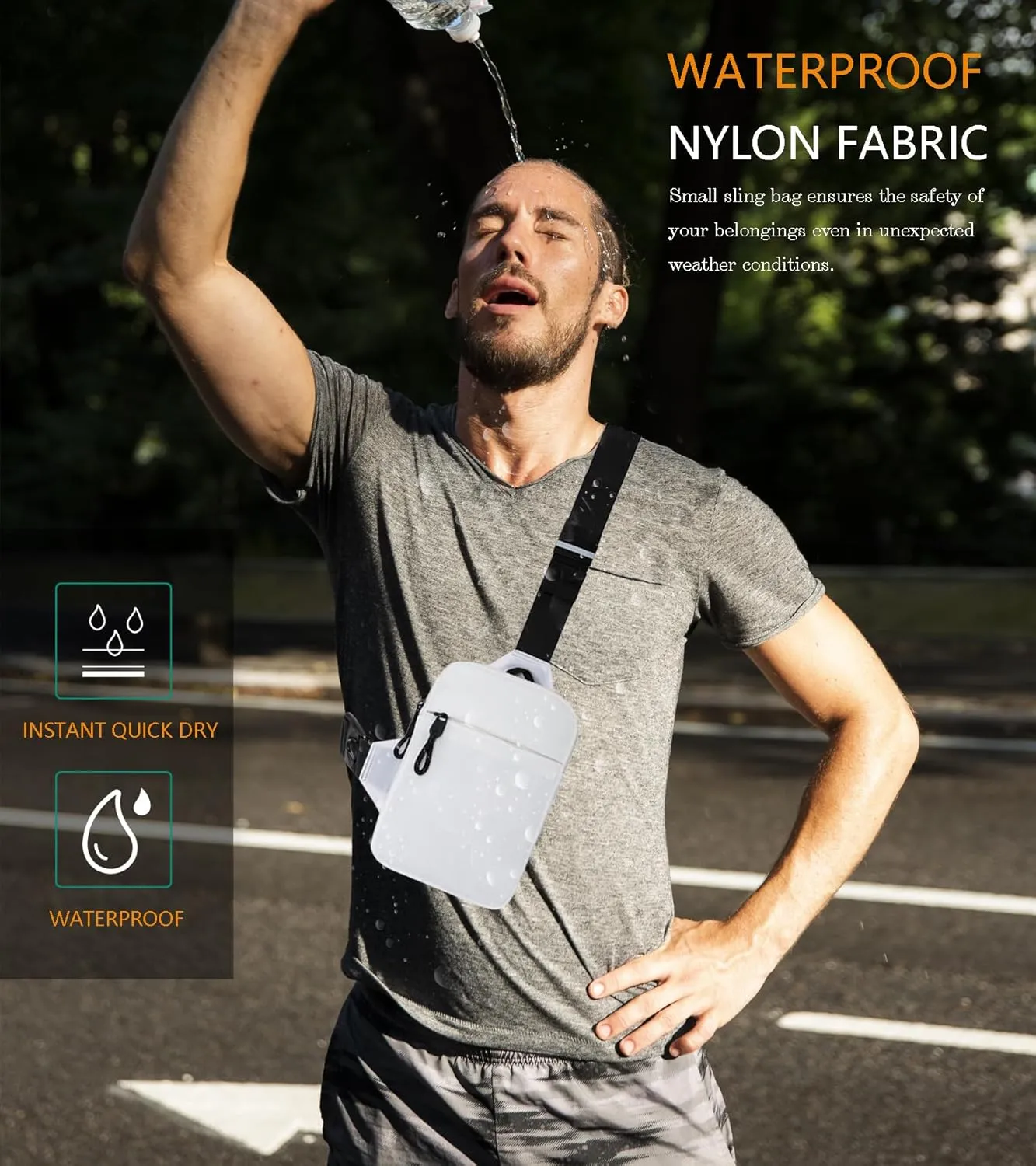Mini Sling Bag for Men Women, Waterproof Utility Crossbody Backpack Chest Bag for Hiking Travel Sports Running