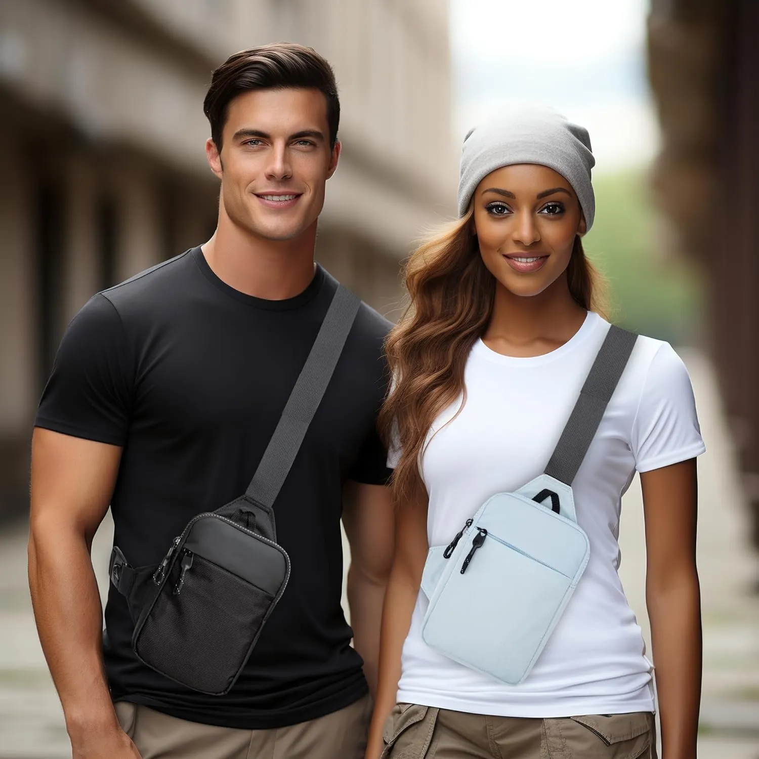Mini Sling Bag for Men Women, Waterproof Utility Crossbody Backpack Chest Bag for Hiking Travel Sports Running