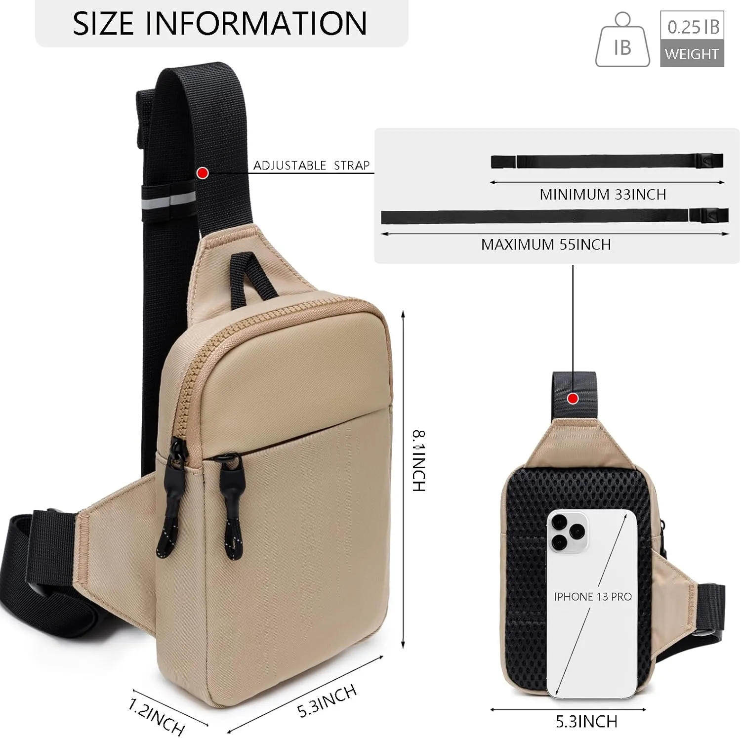 Mini Sling Bag for Men Women, Waterproof Utility Crossbody Backpack Chest Bag for Hiking Travel Sports Running