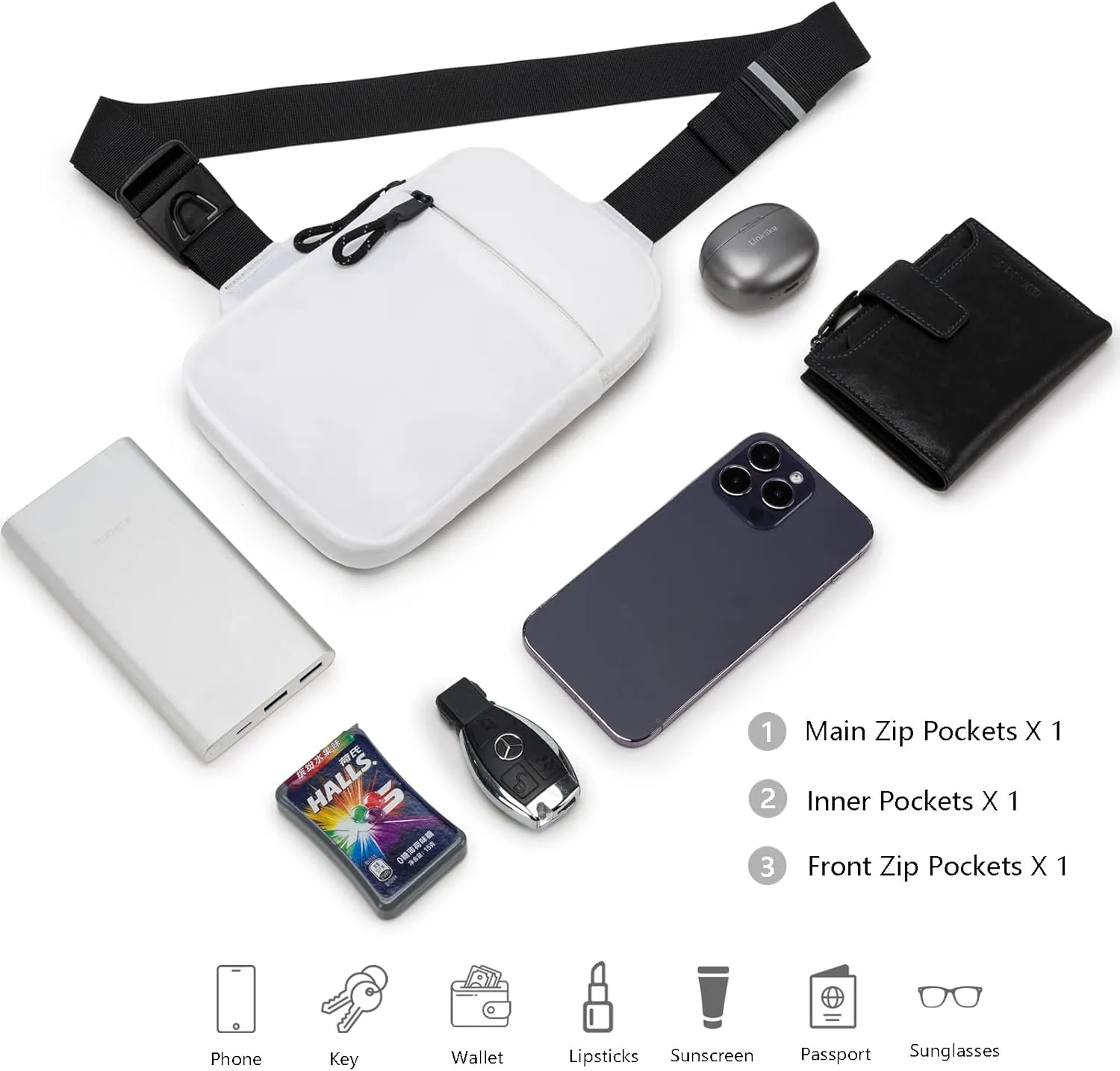 Mini Sling Bag for Men Women, Waterproof Utility Crossbody Backpack Chest Bag for Hiking Travel Sports Running