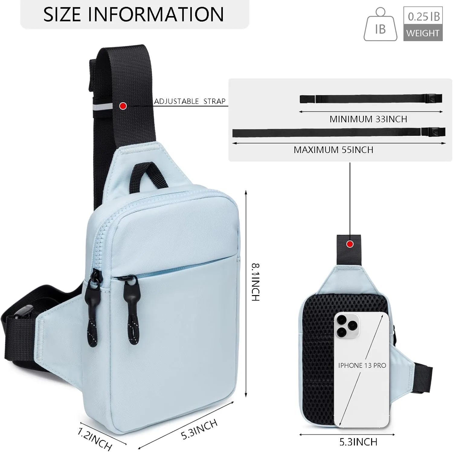 Mini Sling Bag for Men Women, Waterproof Utility Crossbody Backpack Chest Bag for Hiking Travel Sports Running