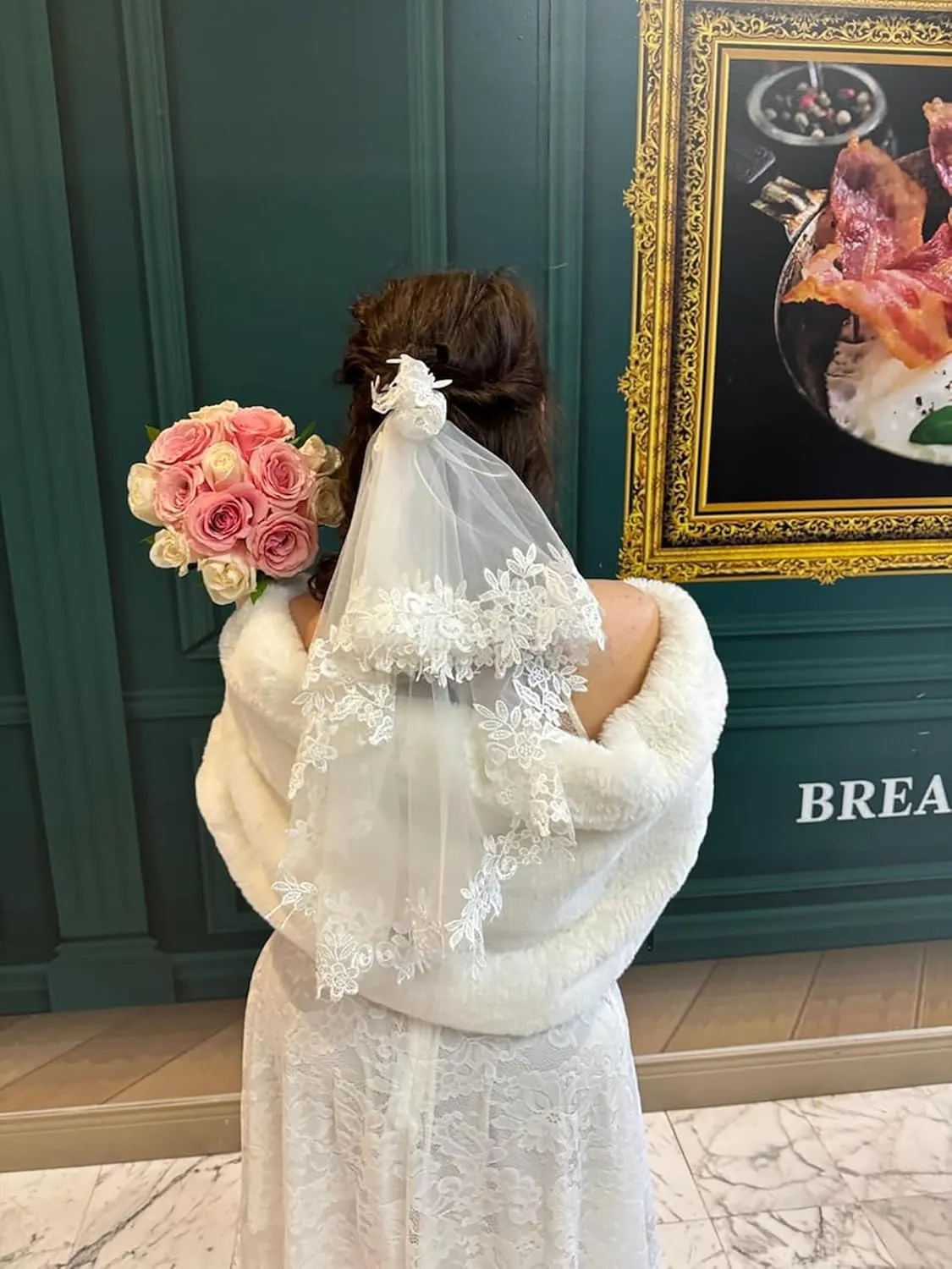 MisShow Women's Lace Appliques Shawls Wedding Bridal Cape Shoulder Covers Bolero