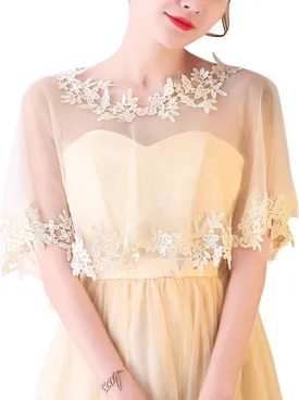 MisShow Women's Lace Appliques Shawls Wedding Bridal Cape Shoulder Covers Bolero