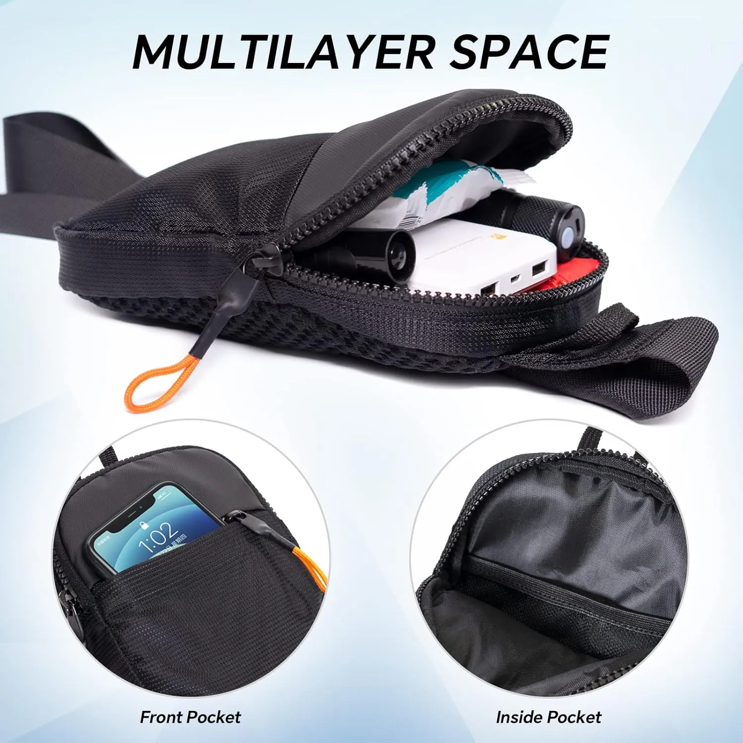 MJNUONE Mini Sling Chest Bag Waterproof Small Crossbody Bag Multi-purpose Lightweight Sling Bag for Men and Women (Black)