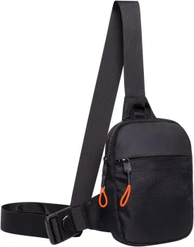 MJNUONE Mini Sling Chest Bag Waterproof Small Crossbody Bag Multi-purpose Lightweight Sling Bag for Men and Women (Black)
